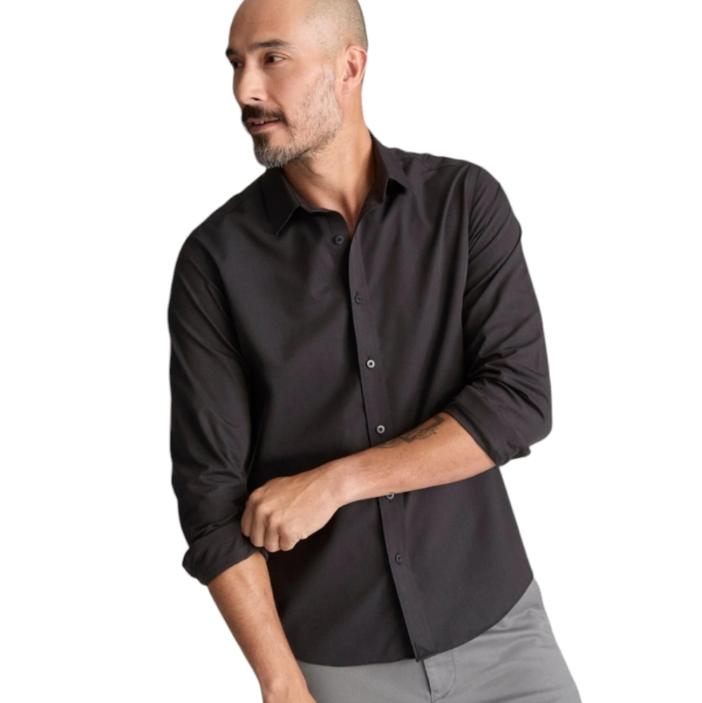 Untuckit 100% Cotton Black Stone Long Sleeve Button Down Shirt